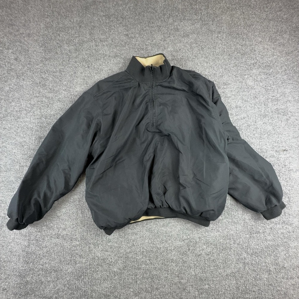 VTG Wedge Jacket Mens Large Black Tan Reversible Quarter Zip Golf Windbreaker
